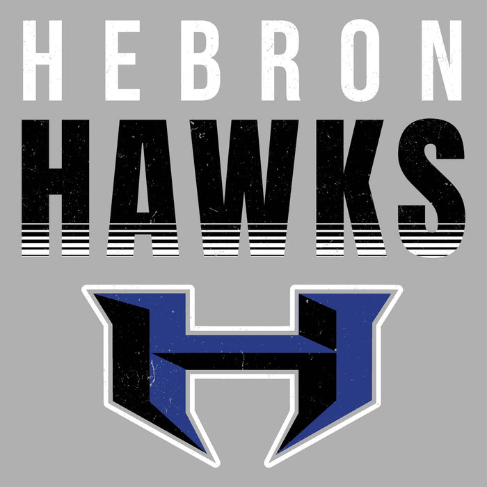 Close-up view of Hebron High School Hawks Unisex 3/4 sleeve Raglan T-shirt 024