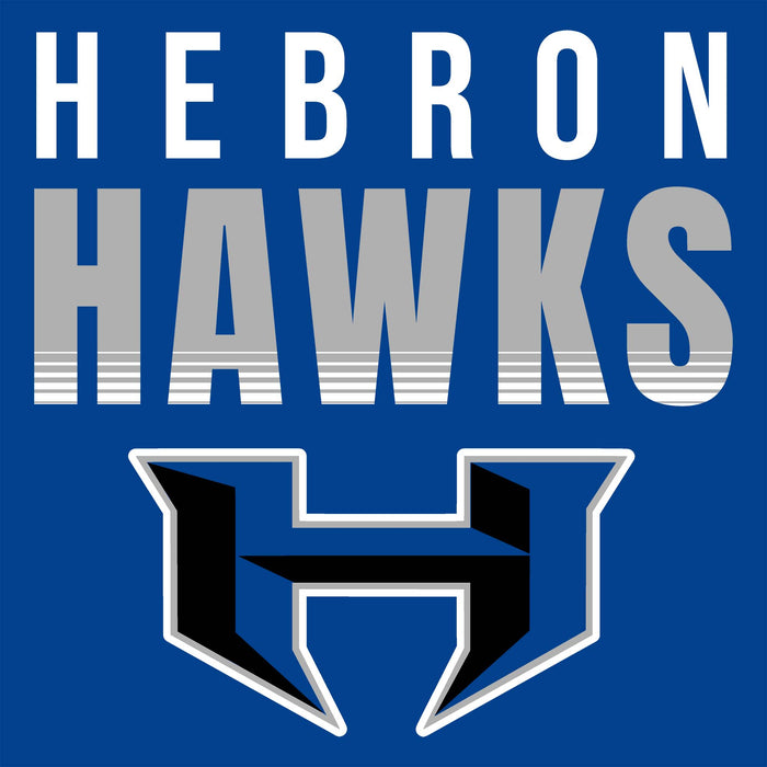 Close-up view of Hebron High School Hawks Royal Blue Classic Unisex T-shirt 024