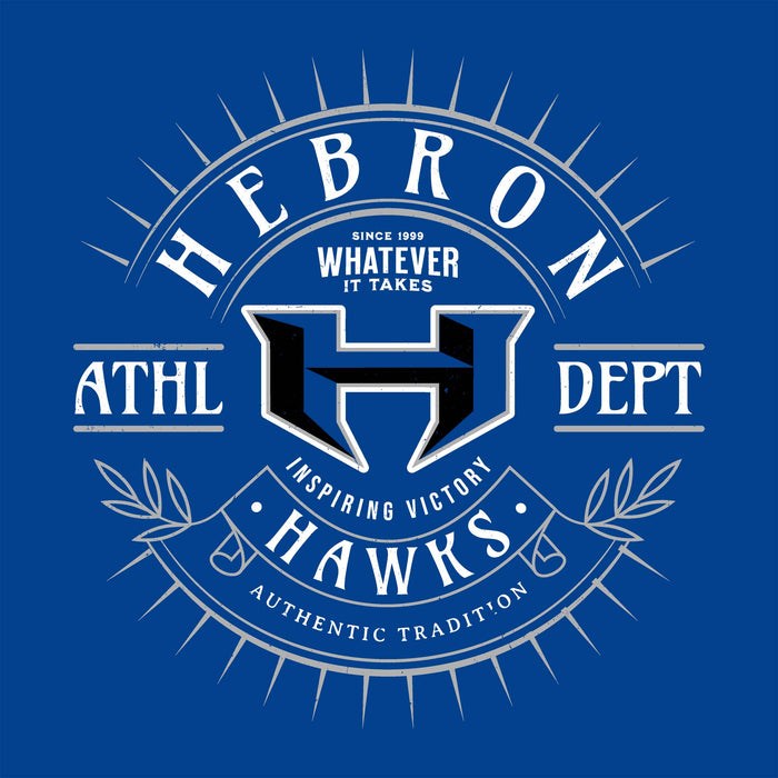 Close-up view of Hebron High School Hawks Royal Blue Classic Unisex T-shirt 201