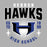 Close-up view of Hebron High School Hawks Unisex 3/4 sleeve Raglan T-shirt 204
