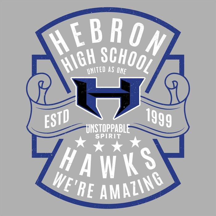 Close-up view of Hebron High School Hawks Women's Relaxed Fit T-shirt 207