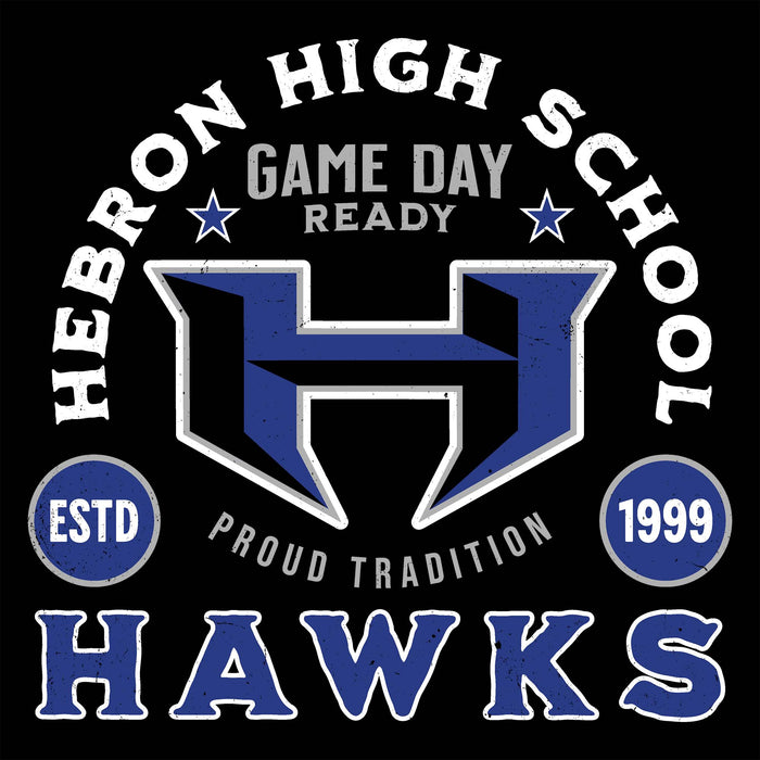 Close-up view of Hebron High School Hawks Women's Relaxed Fit T-shirt 208