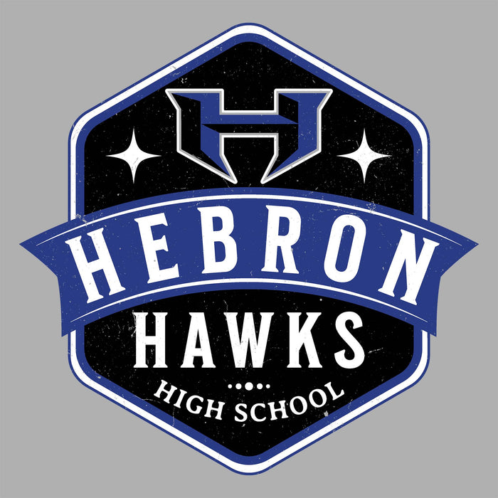 Close-up view of Hebron High School Hawks Unisex 3/4 sleeve Raglan T-shirt 209