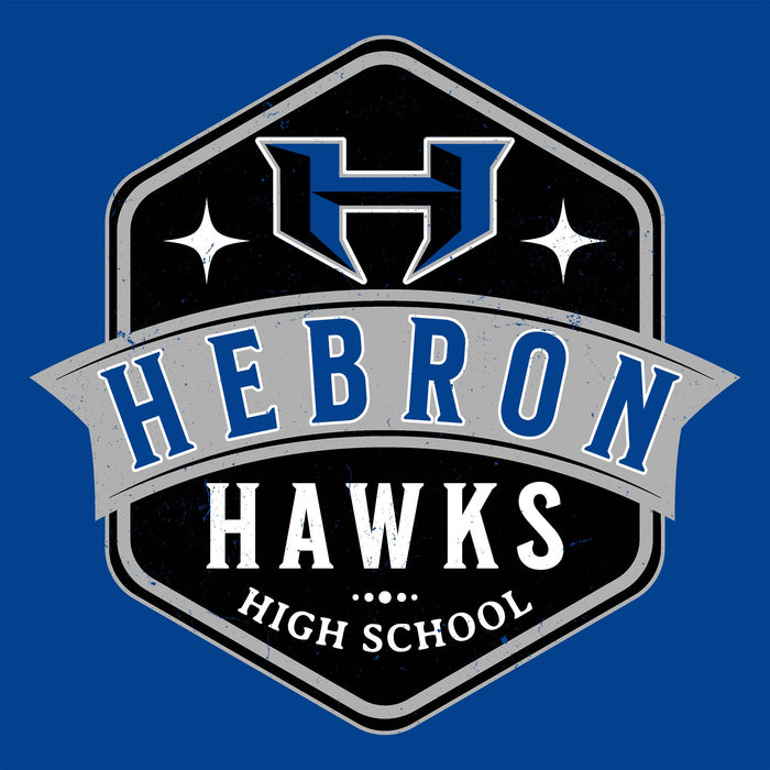 Close-up view of Hebron High School Hawks Royal Blue Classic Unisex T-shirt 209
