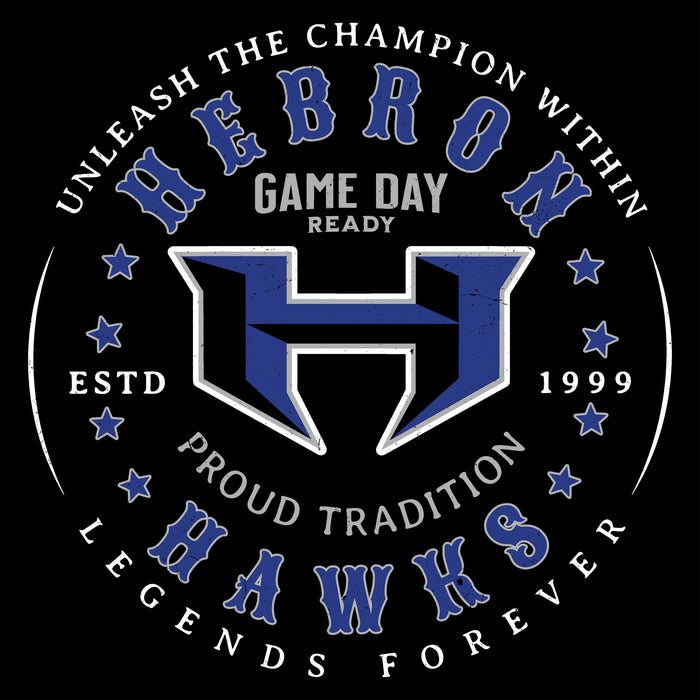 Close-up view of Hebron High School Hawks Black Classic Unisex T-shirt 214