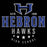 Close-up view of Hebron High School Hawks Unisex 3/4 sleeve Raglan T-shirt 217