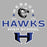 Close-up view of Hebron High School Hawks Unisex 3/4 sleeve Raglan T-shirt 222