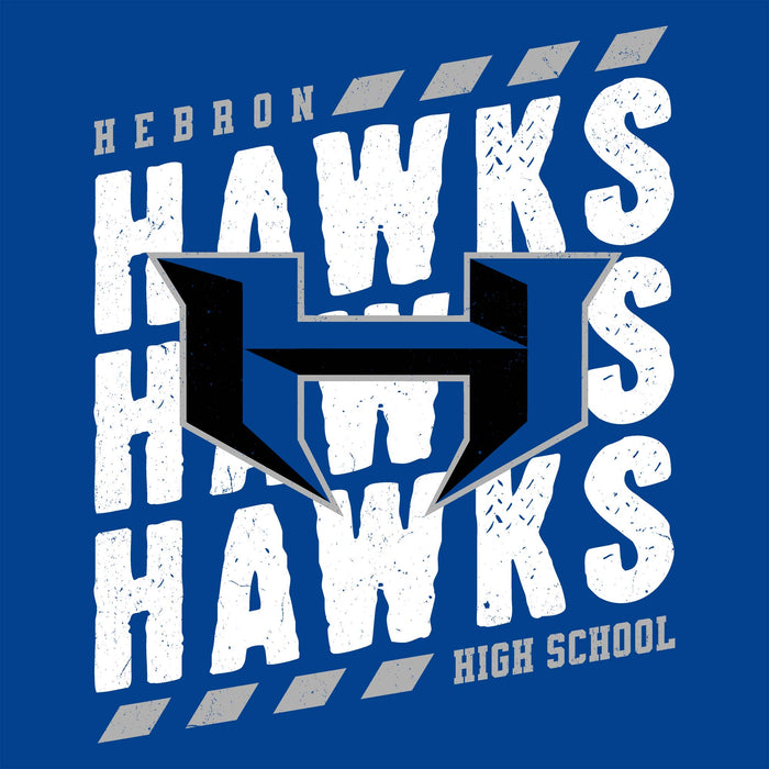 Close-up view of Hebron High School Hawks Royal Blue Classic Unisex T-shirt 223