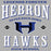 Close-up view of Hebron High School Hawks Unisex 3/4 sleeve Raglan T-shirt 230
