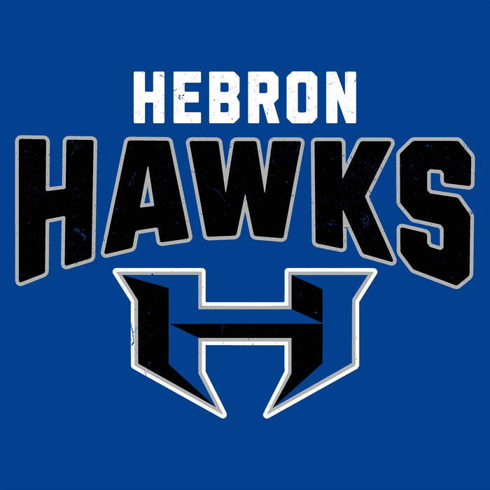 Close-up view of Hebron High School Hawks Royal Blue Classic Unisex T-shirt 234
