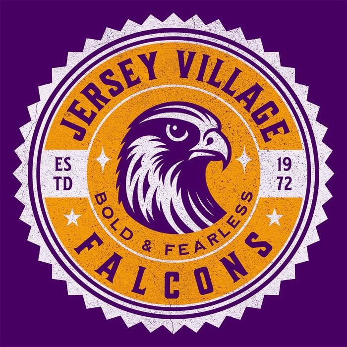 Close-up of Jersey Village High School Falcons Premium Purple Hoodie 201