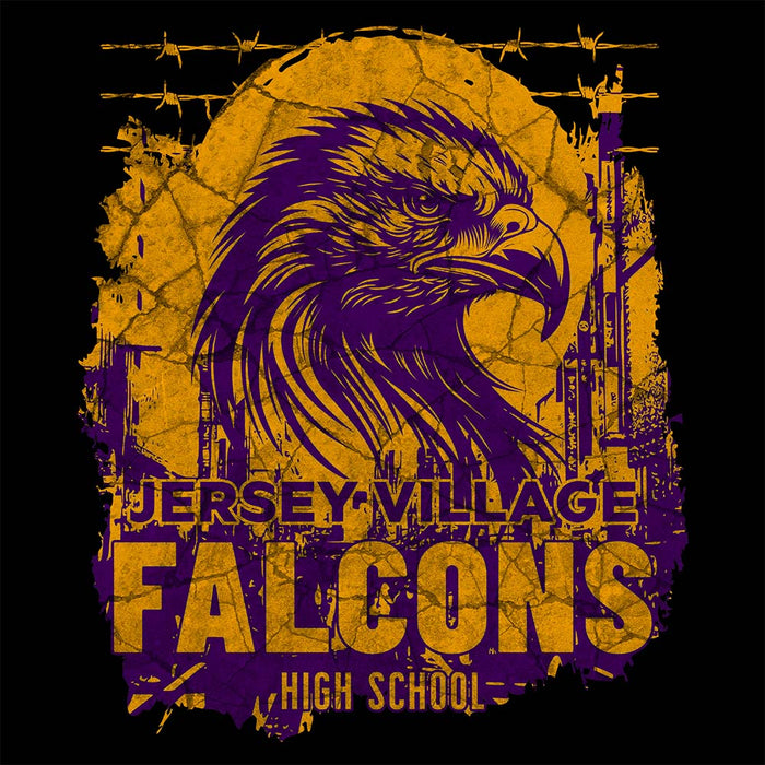 Close-up of Jersey Village High School Falcons Black Premium Unisex T-shirt 202