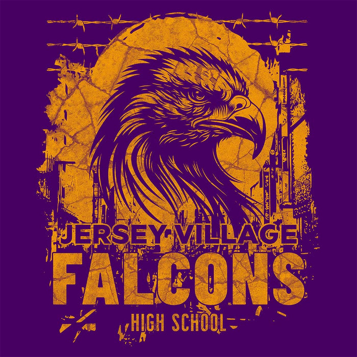 Close-up of Jersey Village High School Falcons Premium Purple Hoodie 202