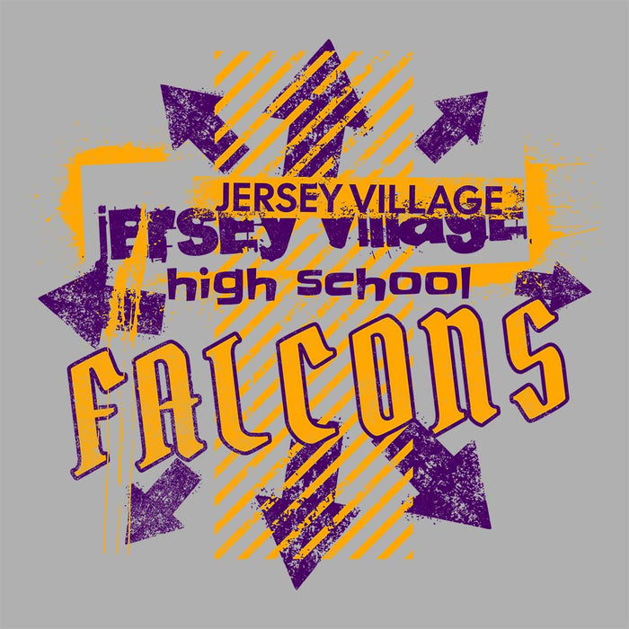 Close-up of Jersey Village High School Falcons Athletic Heather Premium Unisex T-shirt 205