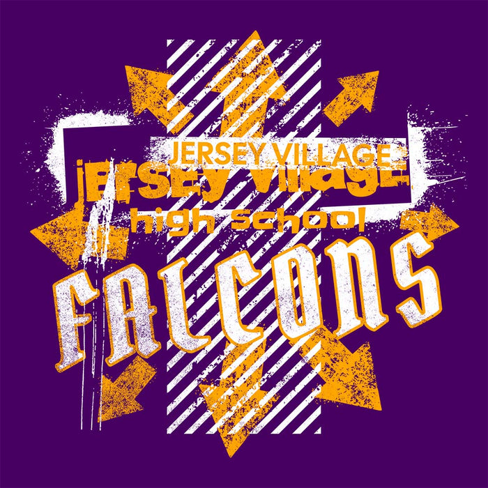 Close-up of Jersey Village High School Falcons Purple Classic Unisex T-shirt 205