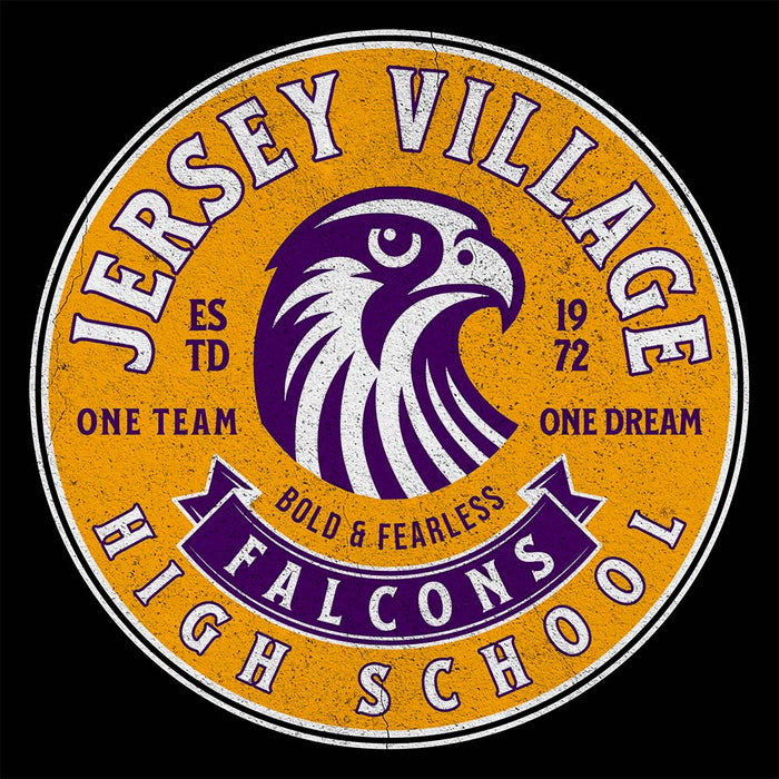 Close-up of Jersey Village High School Falcons Black Premium Unisex T-shirt 210