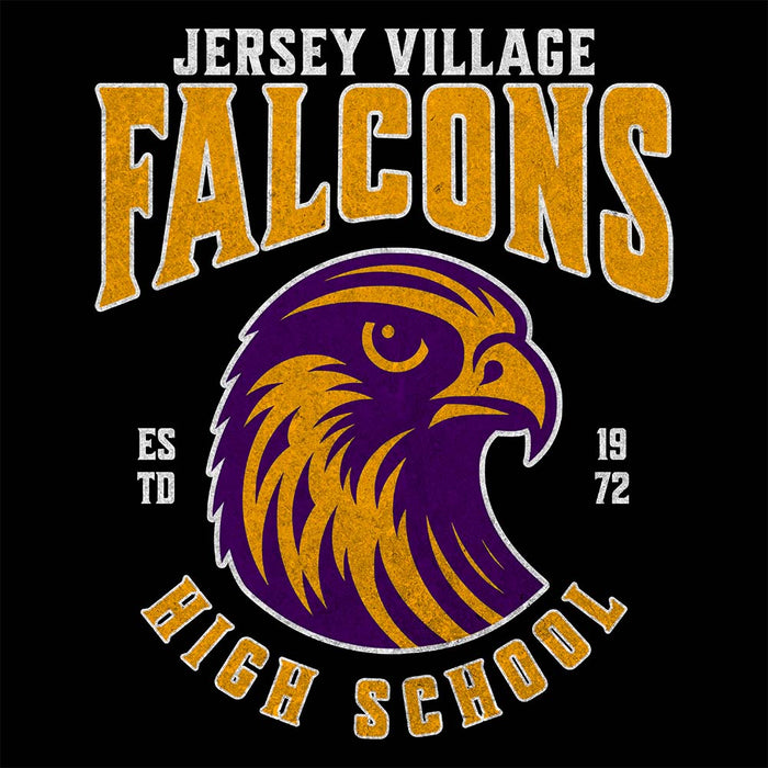 Close-up of Jersey Village High School Falcons Black Classic Unisex Hoodie 212