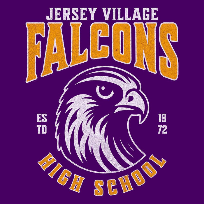 Close-up of Jersey Village High School Falcons Premium Purple Hoodie 212