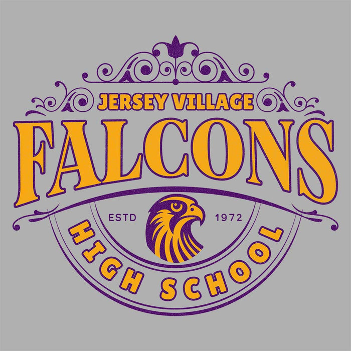 Close-up of Jersey Village High School Falcons Athletic Heather Premium Unisex T-shirt 214