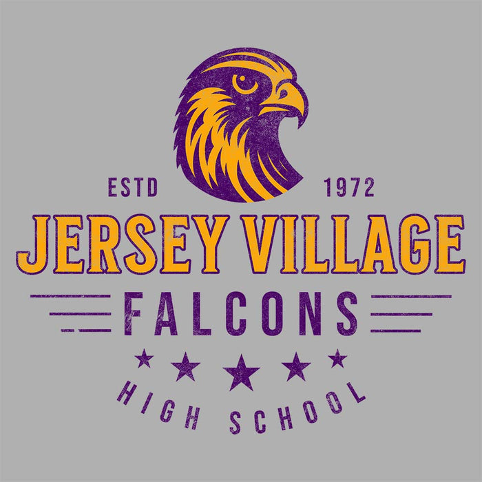 Close-up of Jersey Village High School Falcons Sport Grey Classic Unisex Hoodie 215