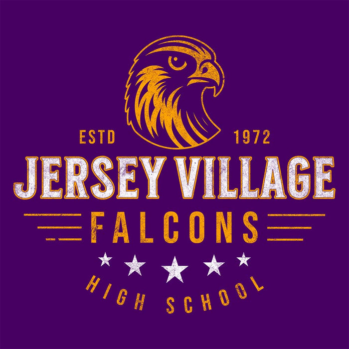 Close-up of Jersey Village High School Falcons Premium Purple Hoodie 215