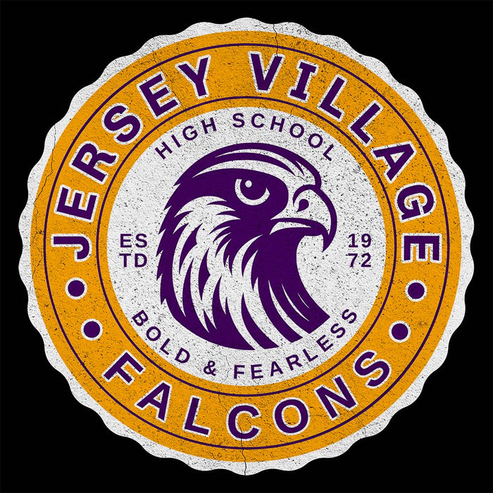 Close-up of Jersey Village High School Falcons Black Classic Unisex Hoodie 216