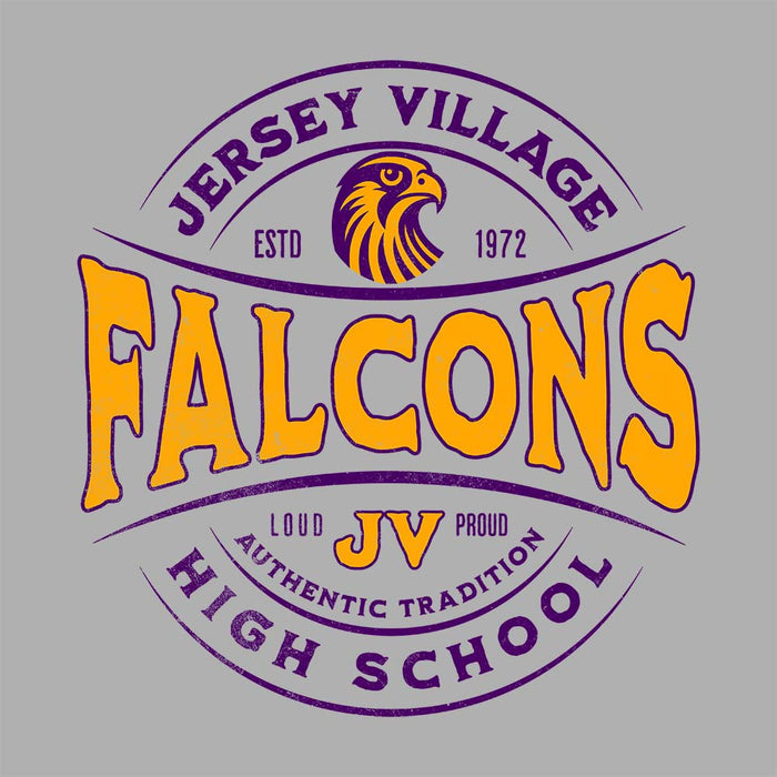 Close-up of Jersey Village High School Falcons Athletic Heather Premium Unisex T-shirt 217