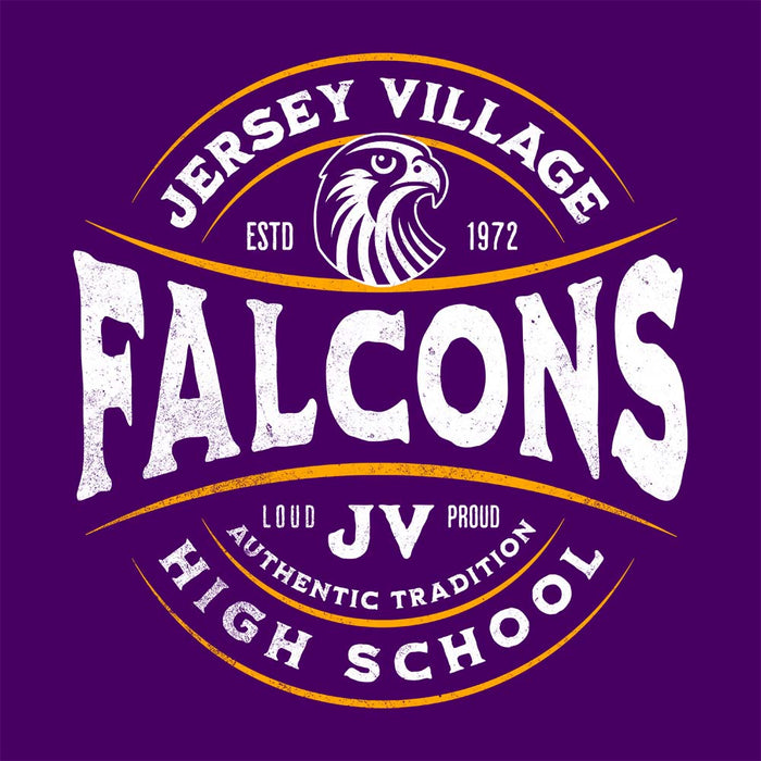 Close-up of Jersey Village High School Falcons Premium Purple Hoodie 217