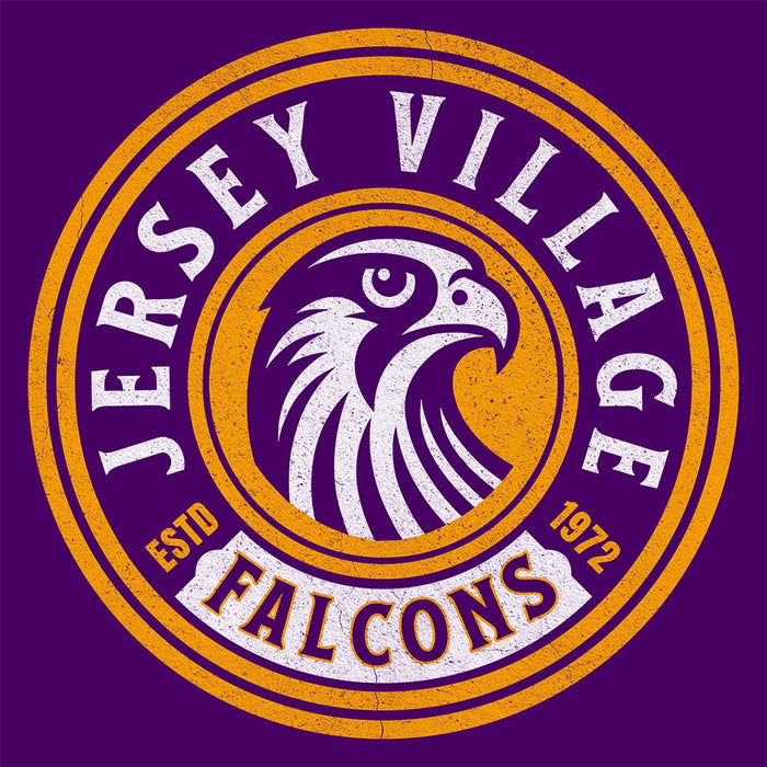 Close-up of Jersey Village High School Falcons Purple Classic Unisex T-shirt 219