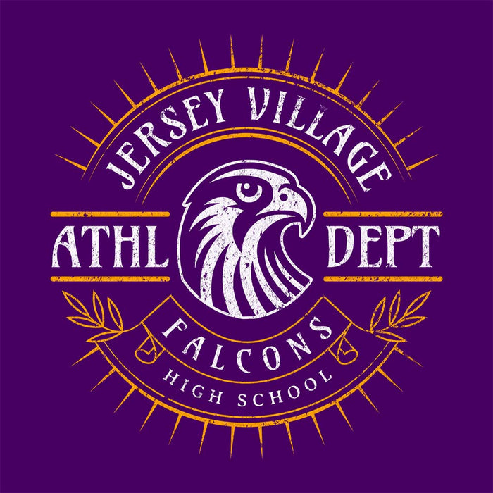 Close-up of Jersey Village High School Falcons Premium Purple Hoodie 220