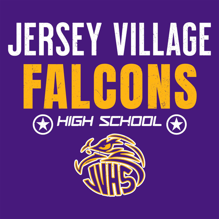 Close-up view of Jersey Village High School Falcons Purple Classic Unisex T-shirt 003