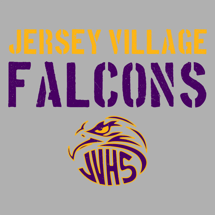 Close-up view of Jersey Village High School Falcons Women's Relaxed Fit T-shirt 017