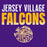 Close-up view of Jersey Village High School Falcons Purple Classic Unisex T-shirt 024