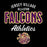 Close-up view of Jersey Village High School Falcons Unisex 3/4 Sleeve Raglan T-shirt 034