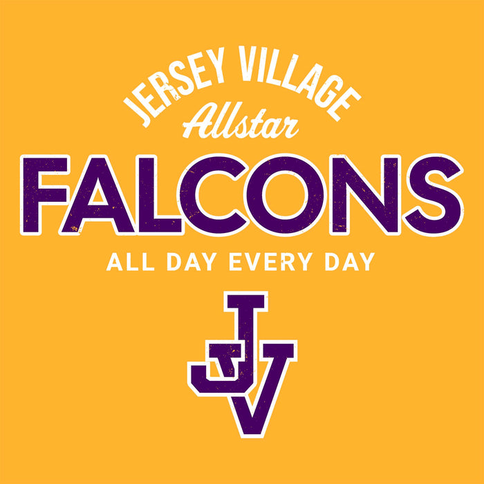 Close-up view of Jersey Village High School Falcons Gold Classic Unisex T-shirt 040