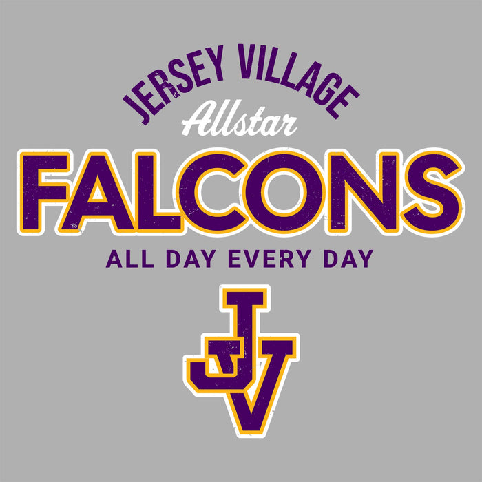 Close-up view of Jersey Village High School Falcons Women's Relaxed Fit T-shirt 040