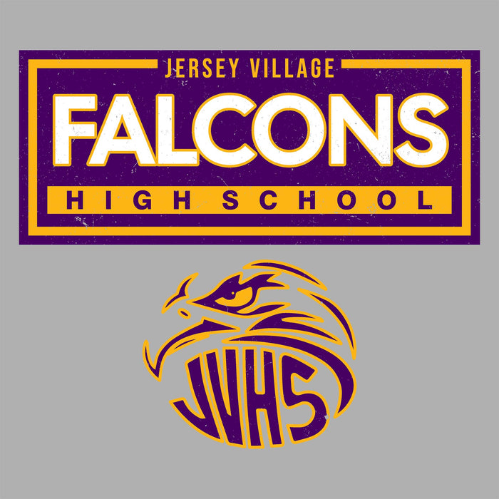 Close-up view of Jersey Village High School Falcons Women's Relaxed Fit T-shirt 049