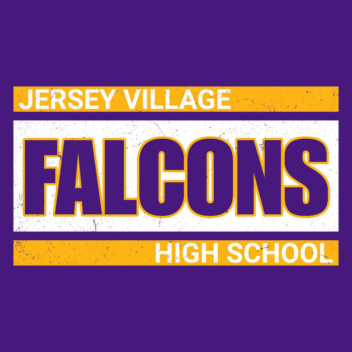 Close-up view of Jersey Village High School Falcons Purple Classic Unisex T-shirt 098