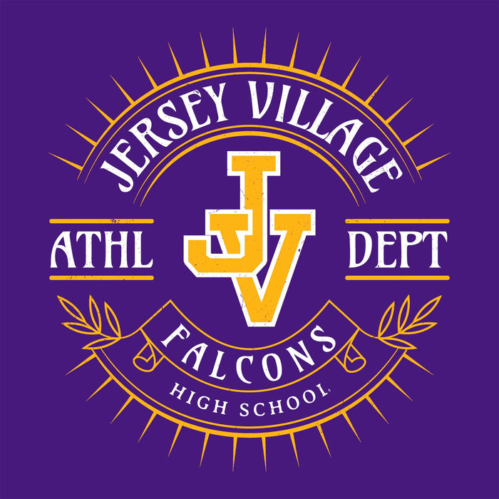Close-up view of Jersey Village High School Falcons Purple Classic Unisex T-shirt 201