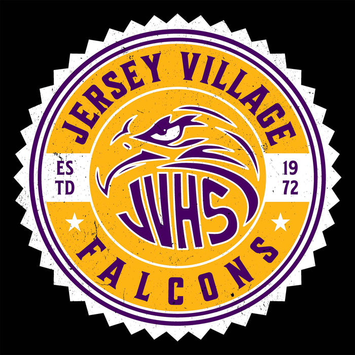 Close-up view of Jersey Village High School Falcons Women's Relaxed Fit T-shirt 203