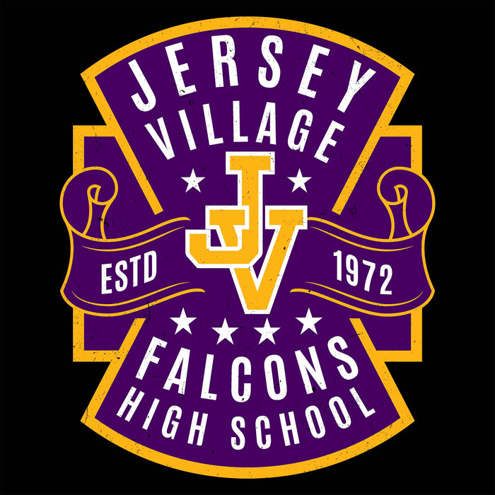 Close-up view of Jersey Village High School Falcons Unisex 3/4 Sleeve Raglan T-shirt 207