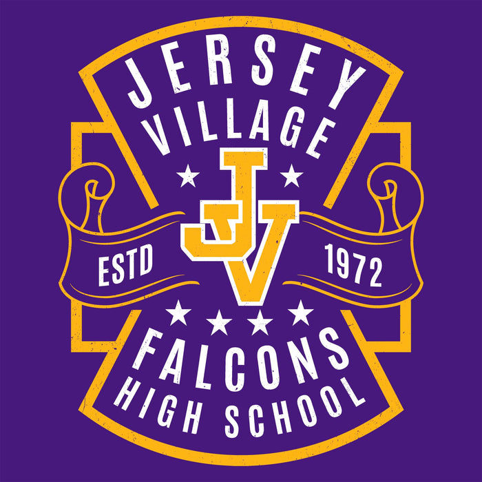 Close-up view of Jersey Village High School Falcons Purple Classic Unisex T-shirt 207
