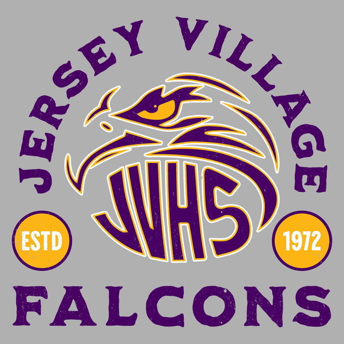 Close-up view of Jersey Village High School Falcons Women's Relaxed Fit T-shirt 208