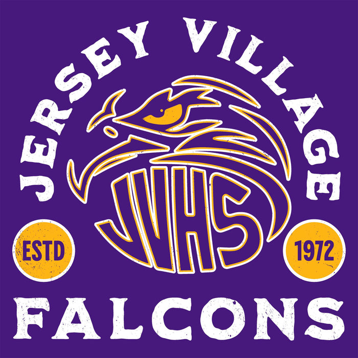 Close-p view of Jersey Village High School Falcons Purple Classic Unisex T-shirt 208