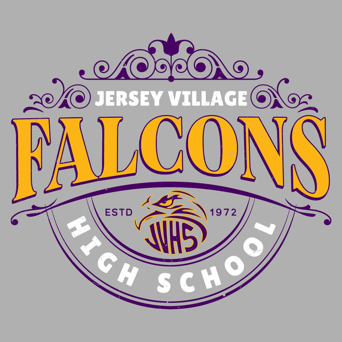 Close-up view of Jersey Village High School Falcons Women's Relaxed Fit T-shirt 211