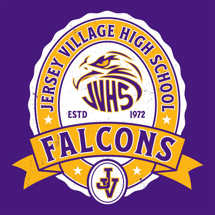 Close-up view of Jersey Village High School Falcons Purple Classic Unisex T-shirt 212