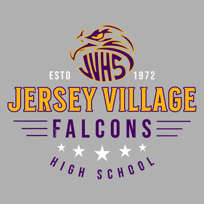 Close-up view of Jersey Village High School Falcons Women's Relaxed Fit T-shirt 217