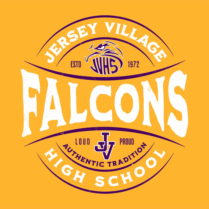 Close-up view of Jersey Village High School Falcons Gold Classic Unisex T-shirt 218