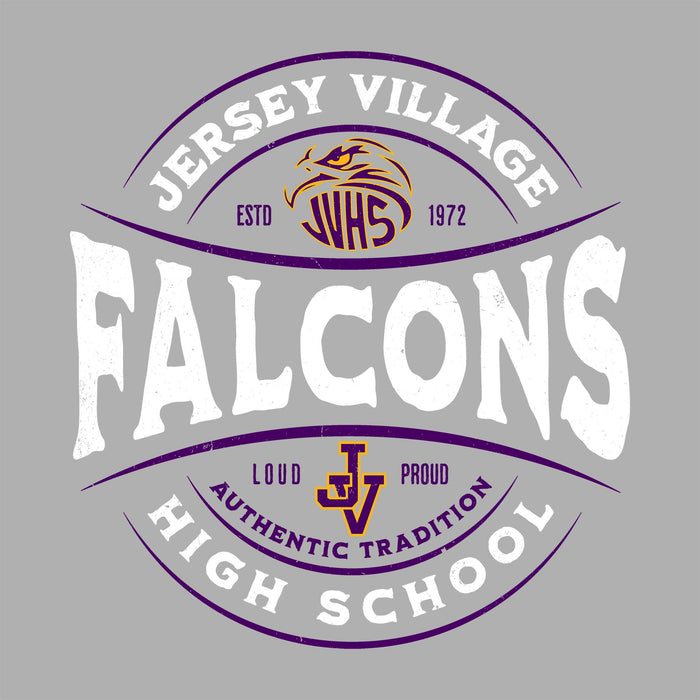 Close-up view of Jersey Village High School Falcons Women's Relaxed Fit T-shirt 218