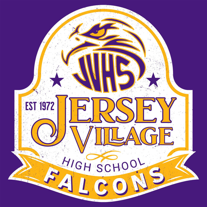 Close-up view of Jersey Village High School Falcons Purple Classic Unisex T-shirt 219